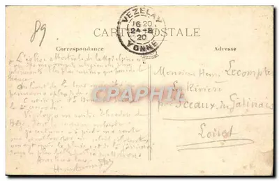 Vezelay — Vista Generale — Editore sconosciuto, n° 39 — Verso