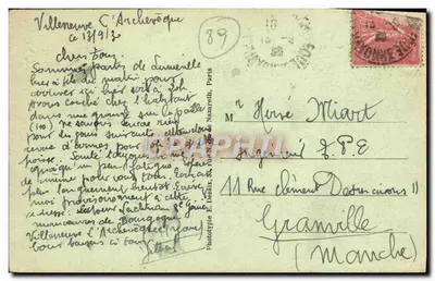Villeneuve-l'Archevêque (Yonne) — A Praça e a Escola dos Meninos — Ed. Traligne — Verso