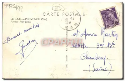 Zaświetlona ulica w Le Luc-en-Provence — wydawca Cim, n° 9995/99 — Rewers