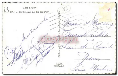 Côte d'Azur — Widok z przodu na Wyspy Złote — Wydawnictwo A&IS, seria morska, nr 83 — Rewers