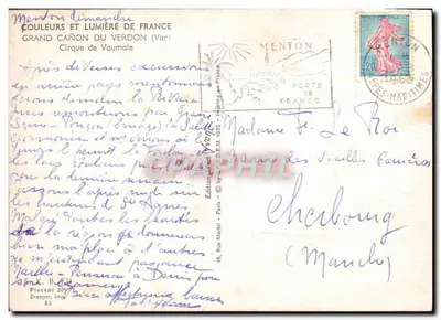 Grand Cañon del Verdon (Var) — Cirque di Vaumale — Edizioni dell'Arte, Parigi — Verso
