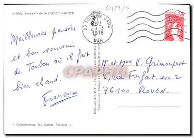 Côte Varoise — panoramiczny widok Toulon, Carougeiranne, La Capte, Hyères i Le Lavandou — Wydawnictwo S.E.P.T. n° 0-106 — Rewers