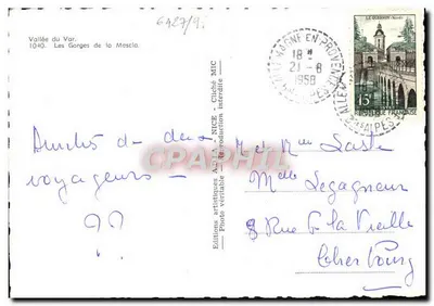 Les Gorges de la Mescia — Vallée du Var — Éditions artistiques ADIA - NICE — Rewers