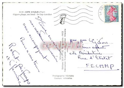 Gigaro plaża, w tle: Kap Lardier — Wybrzeże Azury (Var) — Wybór Imp. S.E.P.T. 35, Bar-berella - Reprodukcja zabroniona — Rewers