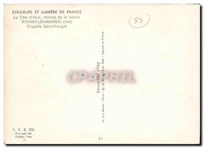 Kaplica Świętego Franciszka — Bormes-les-Mimosas (Var) — Wydawnictwo Marrel, Paryż — Rewers