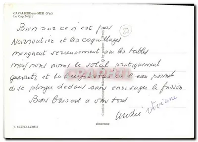 Cavalière-sur-Mer — Kap Nègre — wydawca Cing — Rewers