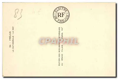 Fréjus - Katedra - Nef — Wydawnictwo Zabytków, Paryż, VIII — Rewers