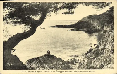 Paisagem marítima em frente ao Hospital Renée Sabran — Arredores de Hyères — Giens — Editor Ehue, n°18