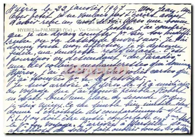 Hyères-les-Palmiers — Widok Ogólny — Wydawca C. Cuvy — Rewers