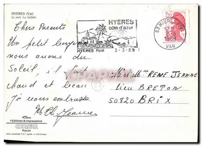 Porto de Hyères — O porto La Galiotte — Edições & Impressões, Macon — Verso
