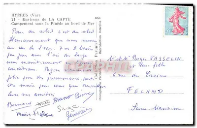 Campement onder de Pinetekrant aan de Kust — Hyères (Var) — Collectie Parunis, n° 000 — Achterkant