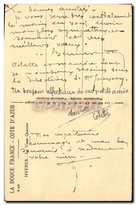 Hyères - O Velho Bairro — editor Yvon, n° 49 — Verso
