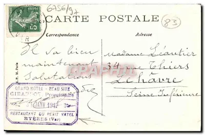 Hyères — Avenida Beauregard — Agência Geral dos jornais, Hyères — Verso