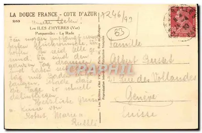 Wyspy Hyères — Zatoka — Porquerolles — Wydawnictwo Art Yvon, nr 2/53 — Rewers