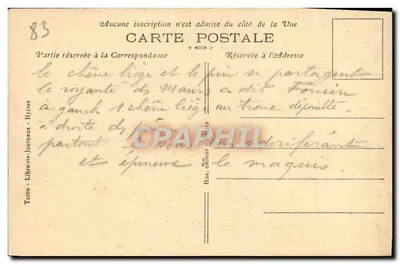 Hyères — Na Estrada do Fenouillet — Vista para a Colina de Hyères — n°48 — Livraria-Jornais, Hyères — Verso