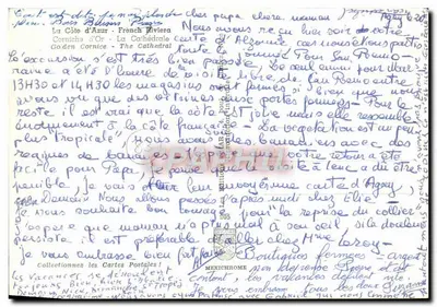 A Côte d'Azur - Riviera Francesa — Corniche d'Or - A Catedral — editor IRIS, n° 305 — Verso