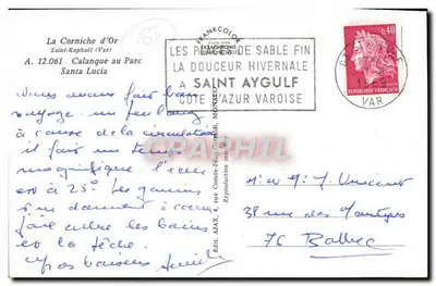 A Corniche d'Or — Saint-Raphaël (Var) — Editor FRANKCOLOR — Verso
