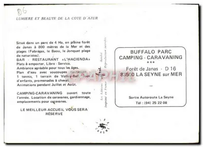 Tarjeta postal moderna Camping Caravaning La Seyne sur Mer Caballo Buffalo — Reverso