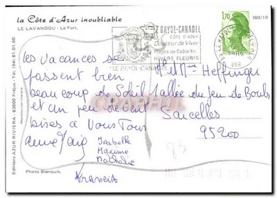 Port w Le Lavandou — Côte d'Azur — Wydawnictwo Photo Bianquis, nr 380/19 — Rewers