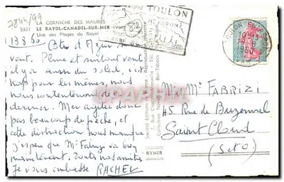 Praia de Rayol-Canadel-sur-Mer — vista das praias — Sociedade Éditions de France — Verso