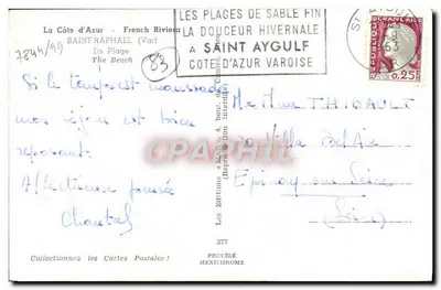 Plaża Saint-Raphaël — La Douceur Hivernale — Wydawnictwo Côte d'Azur, n°377 — Rewers