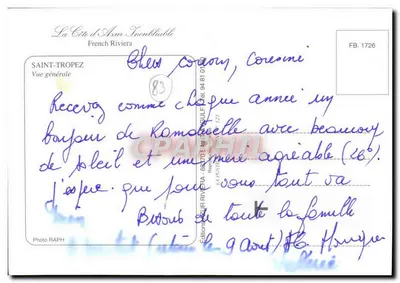 Saint-Tropez — Ogólny widok — Wydawnictwo RAPHIL — Rewers
