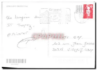 Saint-Tropez — widok portu i wsi — wydawca Grimaud — Rewers