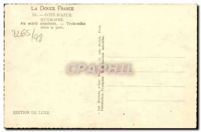 Saint-Tropez — Navio de três-mastros ao pôr do sol — Edição de Luxo — Verso