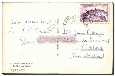 Ste-Maxime-sur-Mer — Plac Palmierny — wydawca « REAL-PHOTO » — Rewers