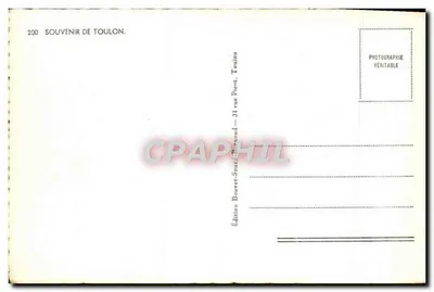 Toulon — Teatro, Praça da Liberdade, Porto, Vista panorâmica — Souvenir de Toulon, n°200, Edição Bouvet-Sourdeynoud — Verso