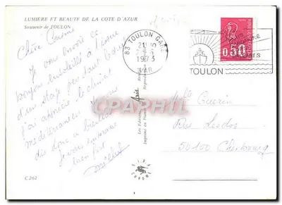 Toulon — Souvenir de Toulon — Éditions Guerin — Verso