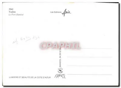 Toulón — El Puerto Iluminado — Les Editions Aris, n° 3562 — Reverso