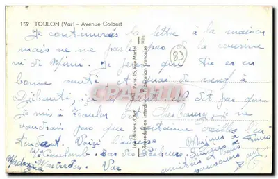 Toulon - Avenue Colbert — widok ulicy z palmami i autobusem — éditeur Yllon — Rewers