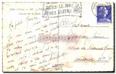 Plaza de la Estación — Toulon — Ediciones ARIS — Reverso