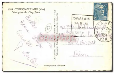 Toulon-sur-Mer (Var) — Uitzicht genomen vanaf Cap Brun — Le Éditions "MAR" - NICE — Achterkant