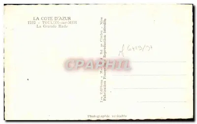 Toulon (Var) — A Grande Baía — edição 'La Côte d'Azur' — Verso