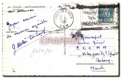 Toulon — Sainte-Marguerite — Les Falaises — Éditions Mary, n°896 — Rewers