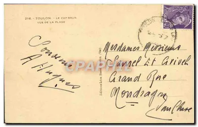 Toulon — Kap Bruwn — Widok plaży — Wydawnictwo Léon Bartel (Var) nr 216 — Rewers