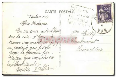 Toulon — Cap Brùno — Paddestellen van de Douaniers — Edit. B. S. n°128 — Achterkant
