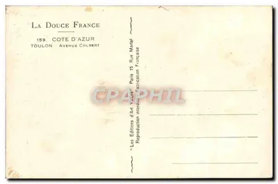 Toulon - Avenida Colbert — visão da rua com palmeiras e ônibus — editor La Douce France — Verso