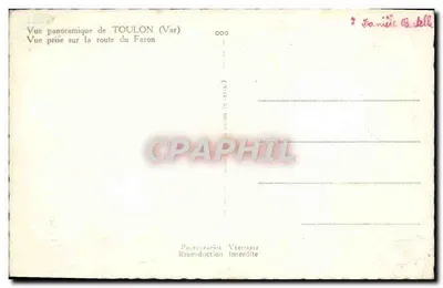 Vue panoramique de TOULON (Var) — prise sur la route du Faron — éditeur Eim — Verso