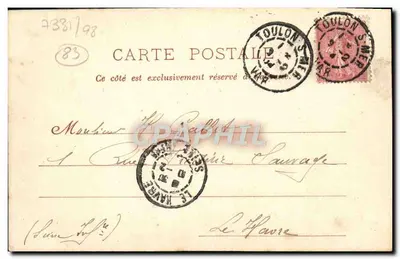 Toulon — Os Appontements — A. Couturier, fotógrafo-editor, Toulon, n°112 — Verso