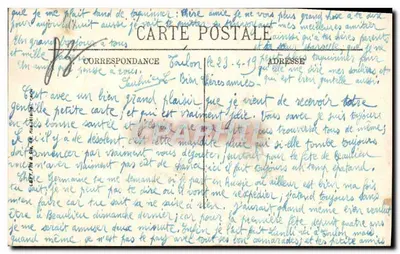 Stara pocztówka Toulon Monument de la Federation et le Grand Hotel — Rewers