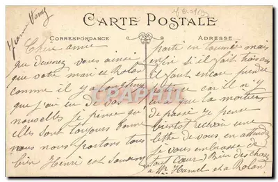 Toulon — Teatr — widok budynku klasycznego z palmami i ulicą z ruchem — wydawca nieznany — Rewers