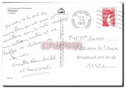 A Igreja de Peypin — A Provença Pitoresca — Edições da França — Verso