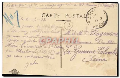 Zamek w Charleval — widok zamku z grupą dzieci — Col L. A. — Rewers