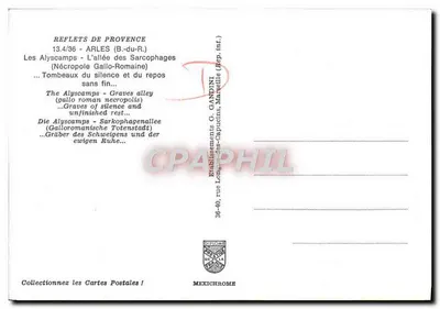 Les Alyscamps - A alameda dos Sarcófagos — Necrópole Galo-Romana — Editor G. Gandini, Marselha — Verso