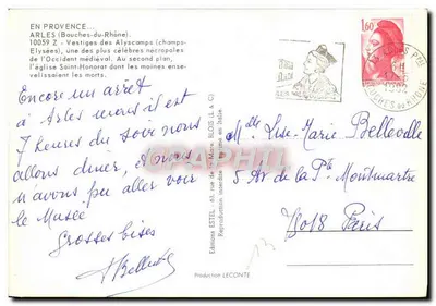Arles (Bouches-du-Rhône) — Zrujnowane ruiny Alyscamps i kościoł Świętego Honorata — Wydawnictwo Estel — Rewers