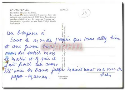 Les Baux-de-Provence — Ruiny potężnego zamku — Estel, n° 11.919 Z — Rewers