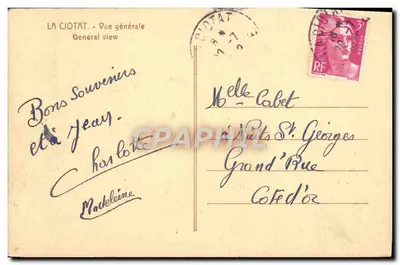 La Ciotat — Vista geral — editor desconhecido — Verso
